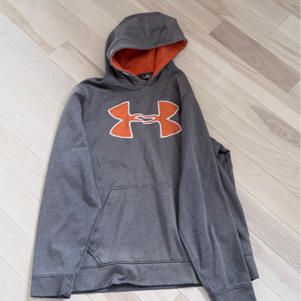 Under Armour Men’s Hoodie – Orange Lined Hood & Logo – Size S, Excellent